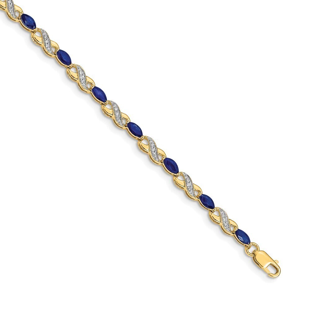 Kazi Luxury 14k Diamond and Sapphire Infinity Bracelet